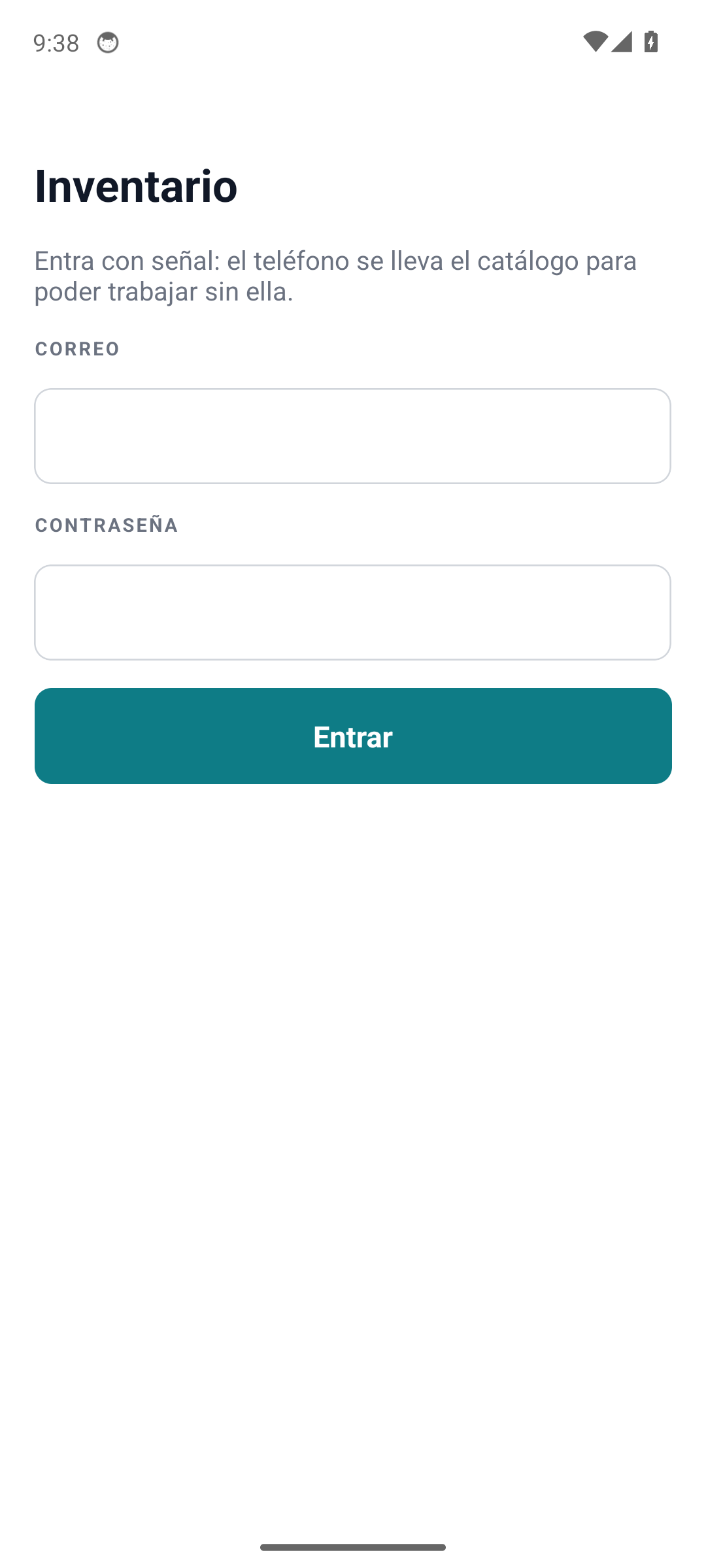 Pantalla de acceso